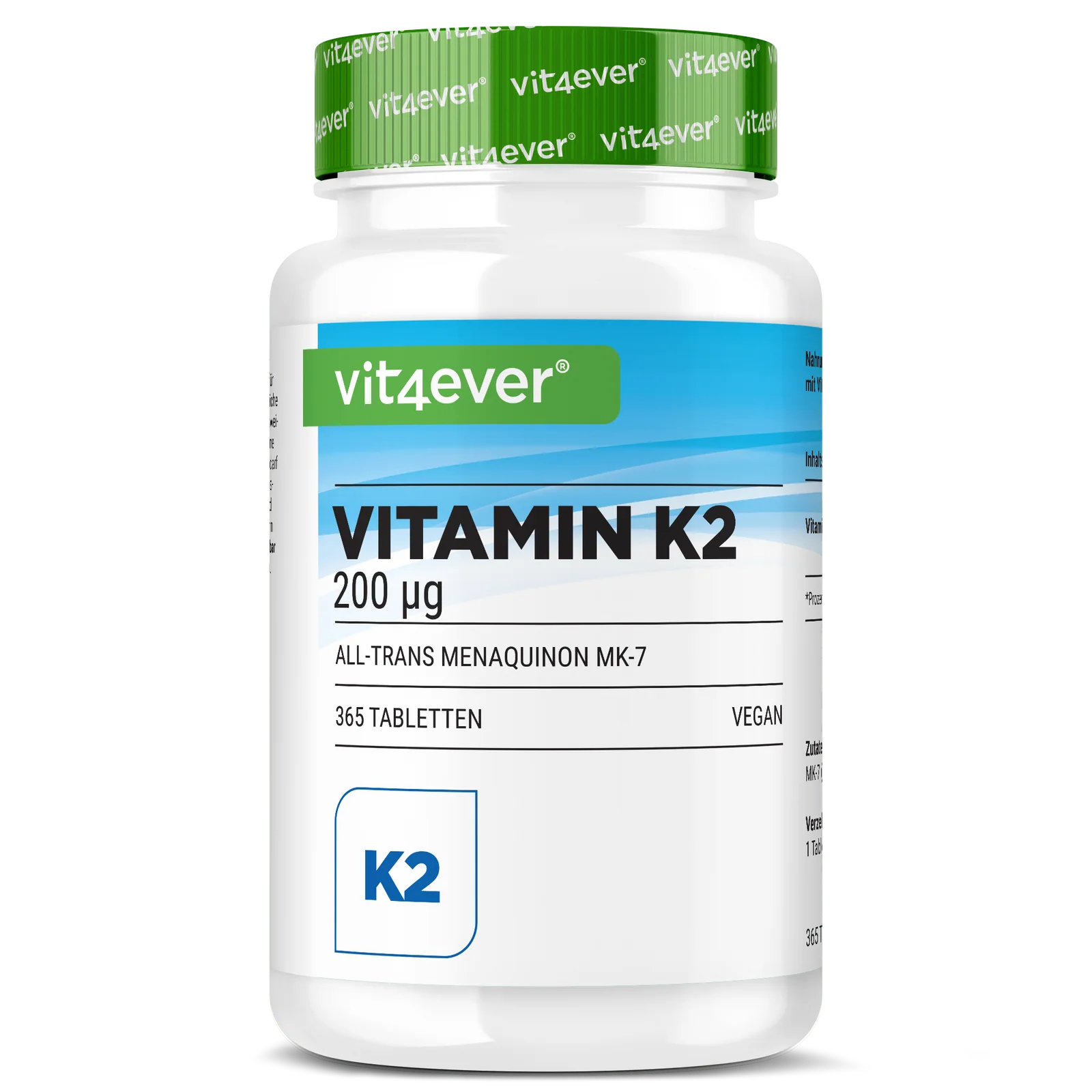 Vit4ever K2 MK-7 200 µg – 365 tabletta | All-Trans K2-vitamin egyéves kiszerelés